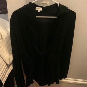 Black Long Selfed Romper